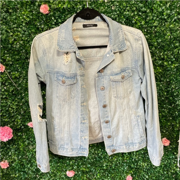 Faded Ombre Distressed Denim Jean Jacket - Picture 2 of 6